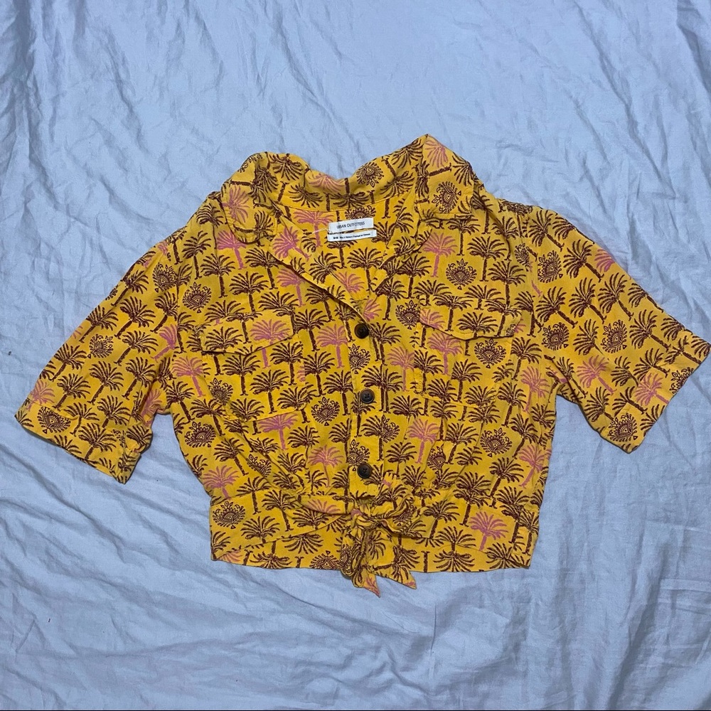 Tie Up Button Up Crop Top